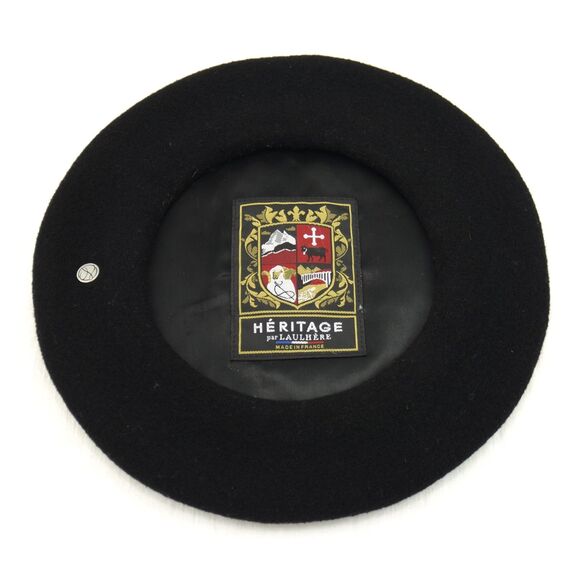 Laulhere France Heritage Beret | Black Wool, Embroidered Cat - Picture 3 of 4